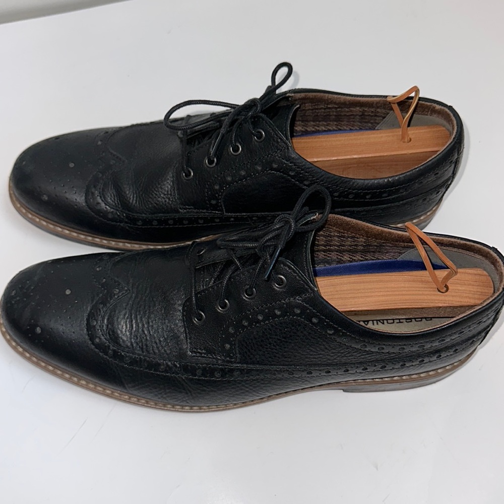 Bostonian men’s comfort layered footbed black leather wingtip dress shoe size 14
